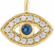 14K Yellow Petite Pavé™ Natural Blue Sapphire & .05 CTW Natural Diamond Evil Eye Dangle