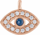 14K Rose Petite Pavé™ Natural Blue Sapphire & .05 CTW Natural Diamond Evil Eye Dangle