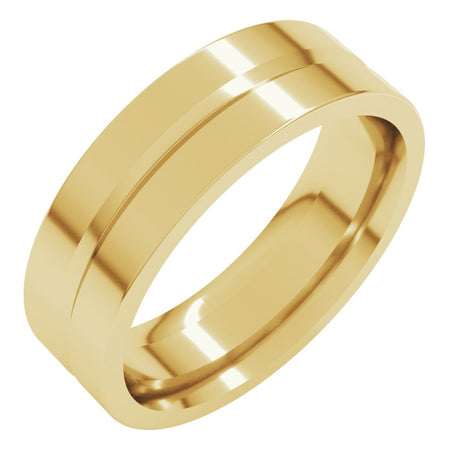 14K Yellow 6 mm Grooved Comfort-Fit Flat Band Size 10