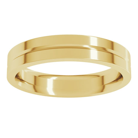 14K Yellow Gold 4 mm Grooved Comfort-Fit Flat Band Size 6