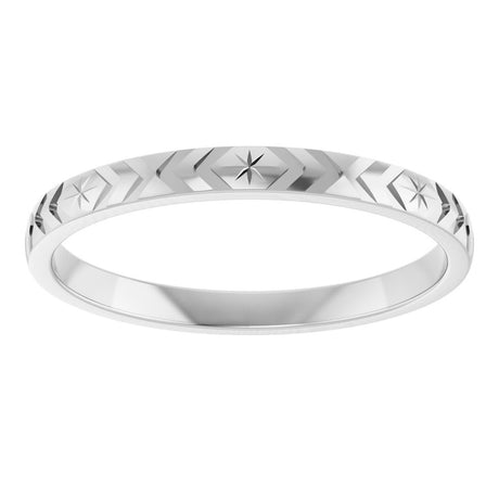 14K White Gold 2 mm Geometric Flat Band Size 7