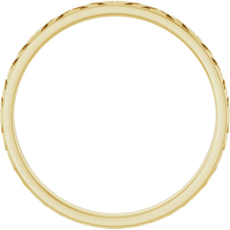 14K Yellow Gold 2 mm Geometric Flat Band Size 7