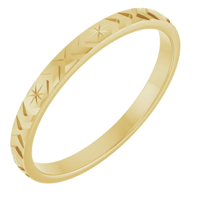 14K Yellow Gold 2 mm Geometric Flat Band Size 7