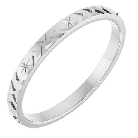 14K White Gold 2 mm Geometric Flat Band Size 7