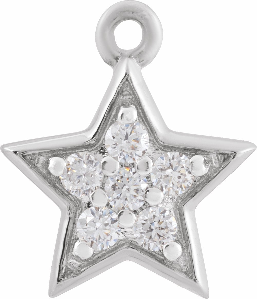 14K White 1/10 CTW Natural Diamond Star Dangle