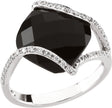 14K White Natural Black Onyx & 1/5 CTW Natural Diamond Ring