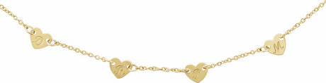 14K Yellow Gold 4-Heart Engravable Family 16" Necklace