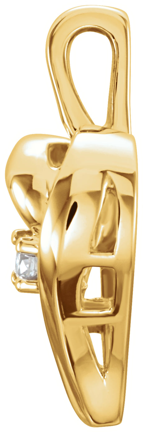 14K Yellow Gold .02 CT Natural Diamond Heart Pendant