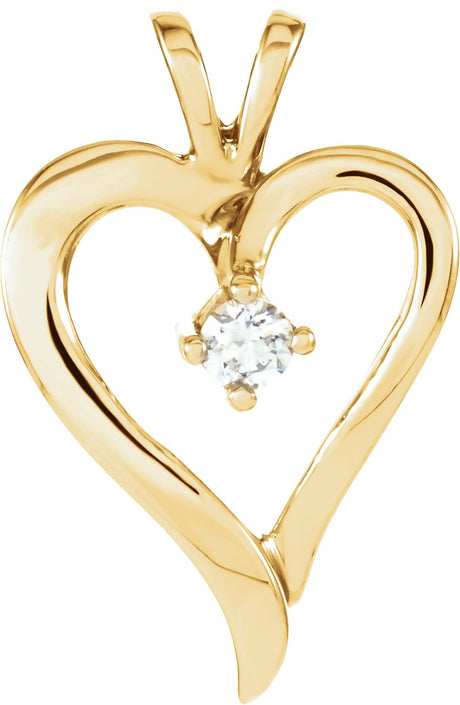 14K Yellow 1/10 CT Natural Diamond Heart Pendant