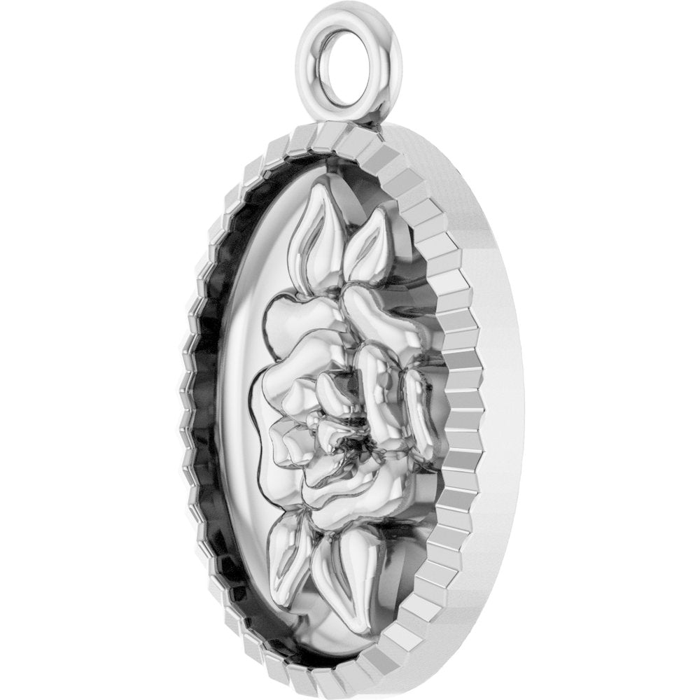 10K White Floral Coin Dangle