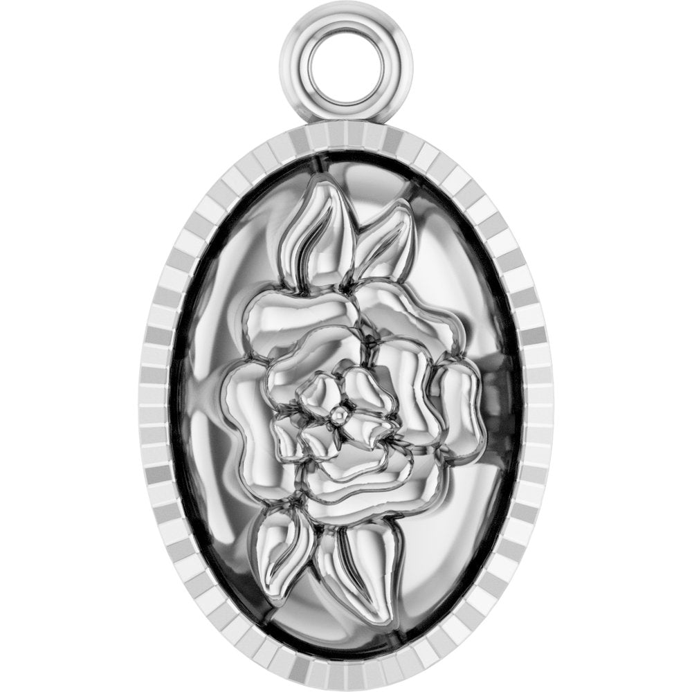 10K White Floral Coin Dangle