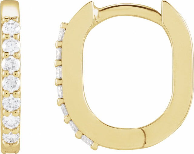 14K Yellow Gold 1/6 CTW Natural Diamond 15 mm Hoop Earrings