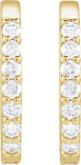 14K Yellow Gold 1/8 CTW Natural Diamond 12 mm Hoop Earrings