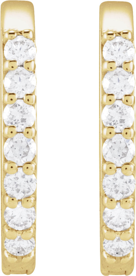 14K Yellow Gold 1/8 CTW Natural Diamond 12 mm Hoop Earrings