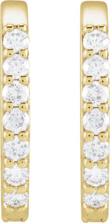 14K Yellow Gold 1/8 CTW Natural Diamond 12 mm Hoop Earrings