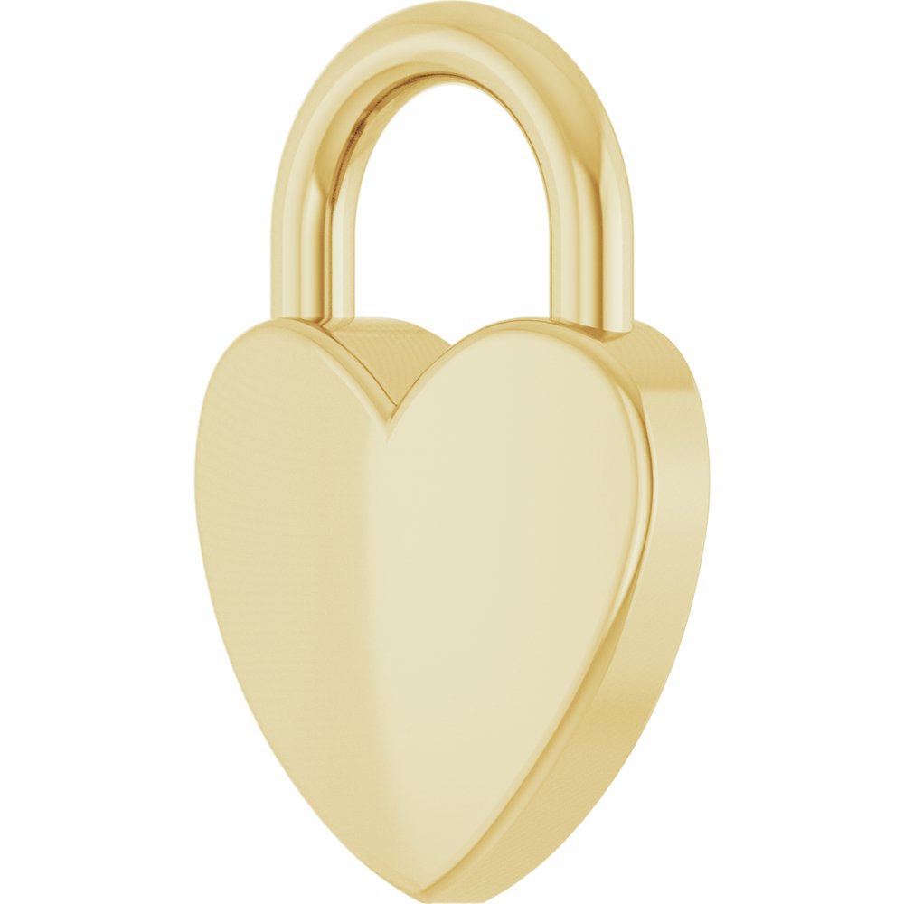 14K Yellow Gold Engravable Heart Lock Pendant