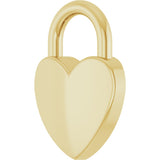 14K Yellow Gold Engravable Heart Lock Pendant