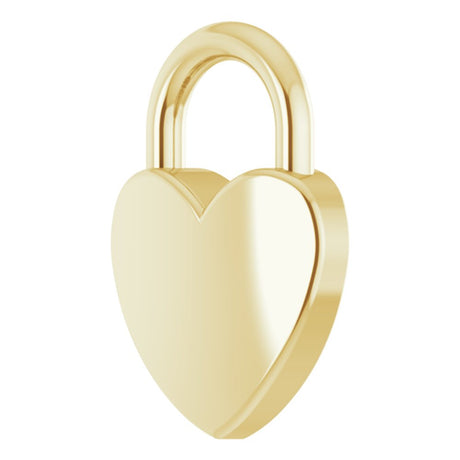 14K Yellow Engravable Heart Lock Pendant