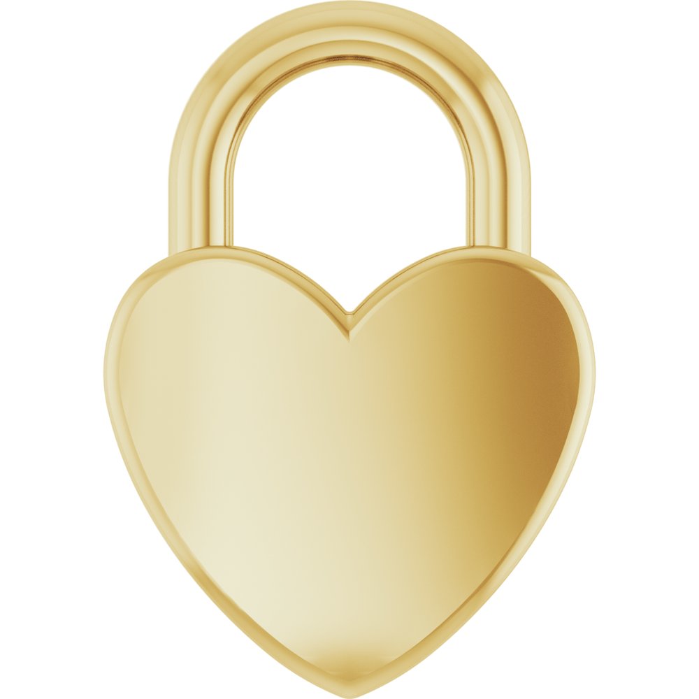 14K Yellow Gold Engravable Heart Lock Pendant