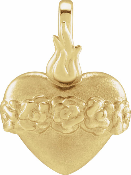 14K Yellow Immaculate Heart Of Mary Pendant