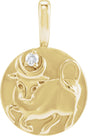 14K Yellow .015 CT Natural Diamond Chinese Zodiac Ox Pendant