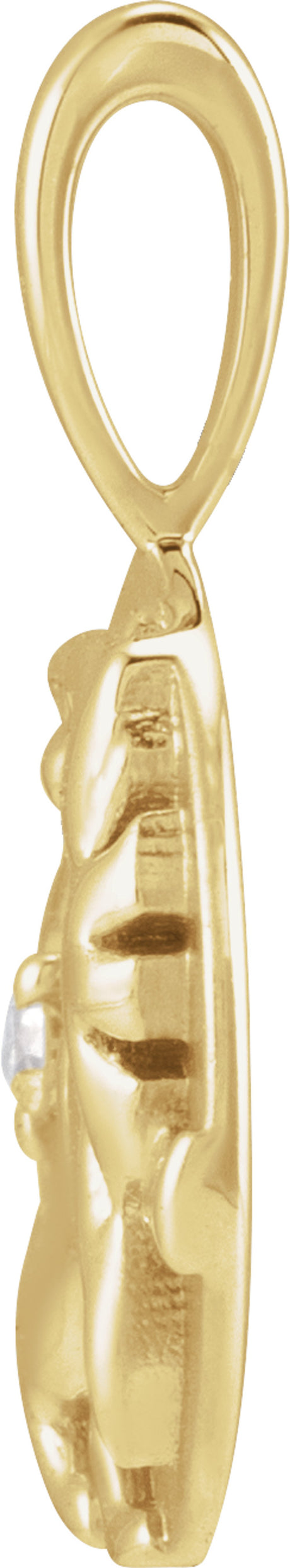 14K Yellow Gold .015 CT Natural Diamond Chinese Zodiac Tiger Pendant