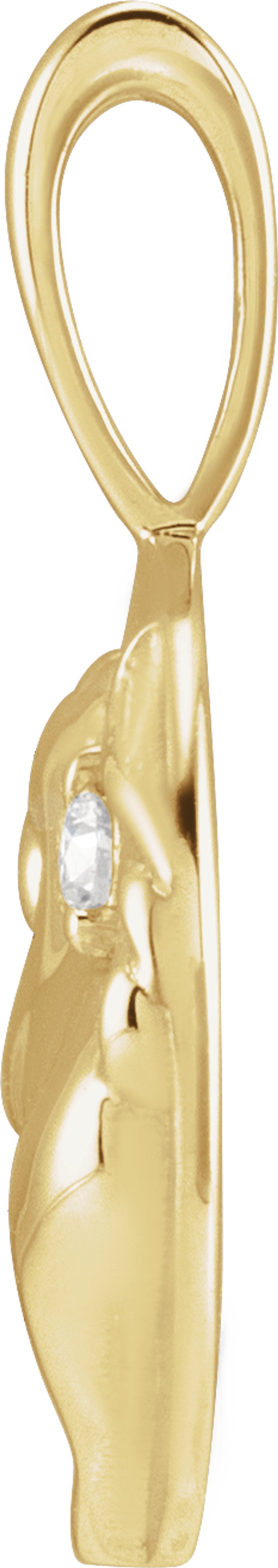 14K Yellow Gold .015 CT Natural Diamond Chinese Zodiac Horse Pendant