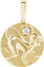 14K Yellow .015 CT Natural Diamond Chinese Zodiac Monkey Pendant