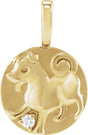 14K Yellow .015 CT Natural Diamond Chinese Zodiac Dog Pendant