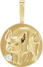 14K Yellow Gold .015 CT Natural Diamond Chinese Zodiac Pig Pendant