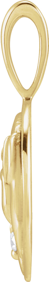 14K Yellow Gold .015 CT Natural Diamond Chinese Zodiac Pig Pendant