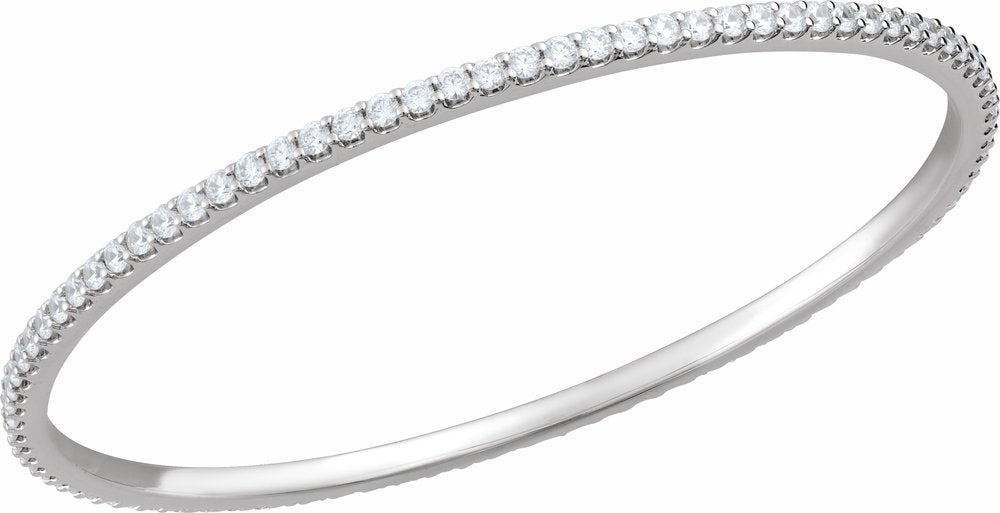 14K White 4 CTW Lab-Grown Diamond Stackable Bangle 8" Bracelet