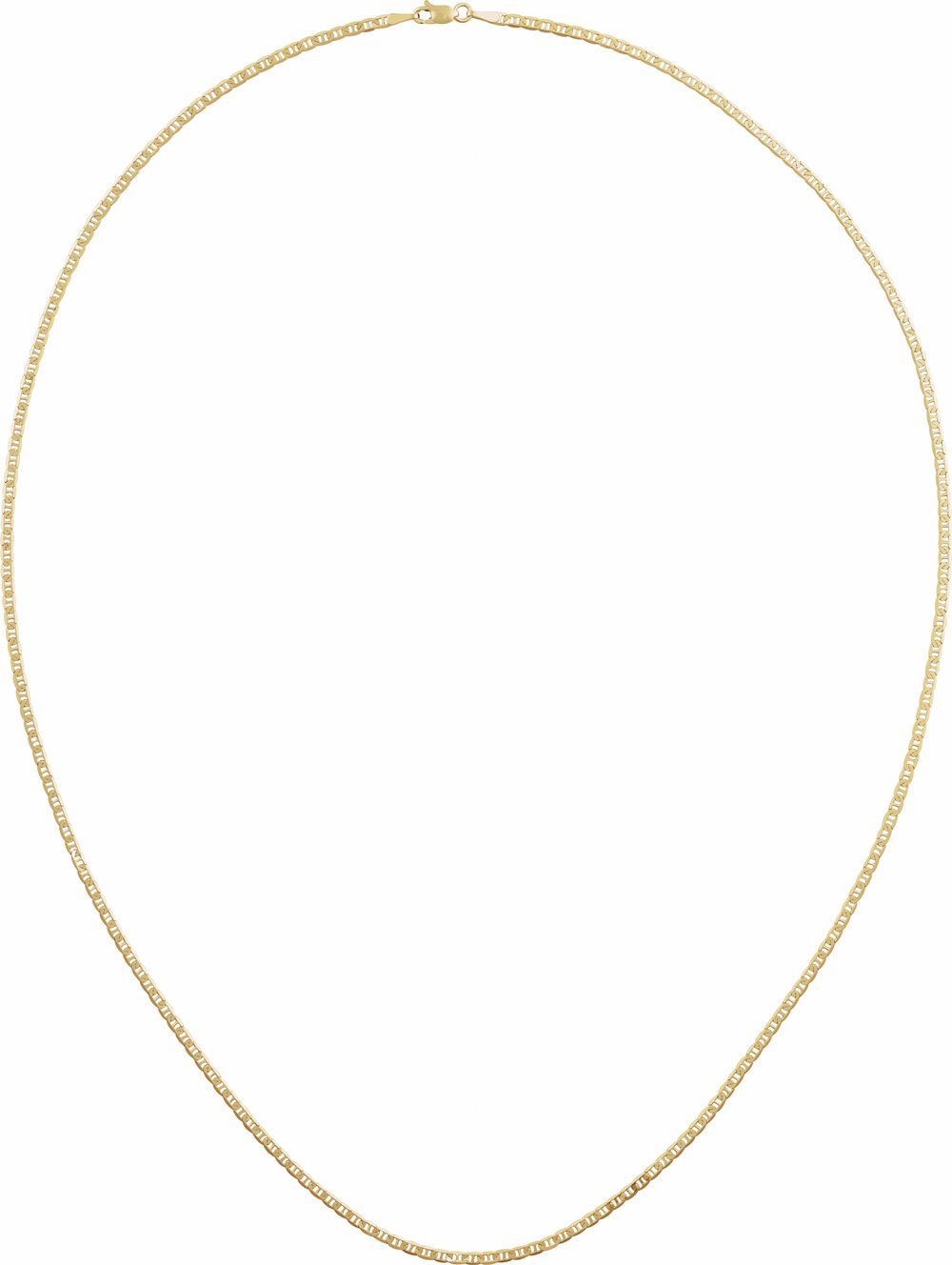 14K Yellow 2.25 mm Curbed Anchor 16" Chain