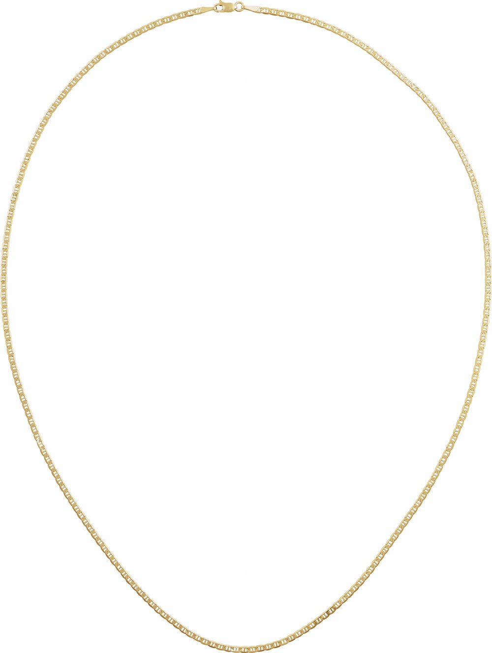 14K Yellow Gold 2.25 mm Curbed Anchor 24" Chain