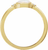 14K Yellow Gold Natural White Opal & .03 CTW Natural Diamond Ring