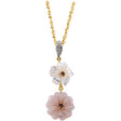 14K Yellow Natural White & Pink Mother of Pearl, Natural Pink Tourmaline & .005 CTW Natural Diamond Flower 18" Necklace