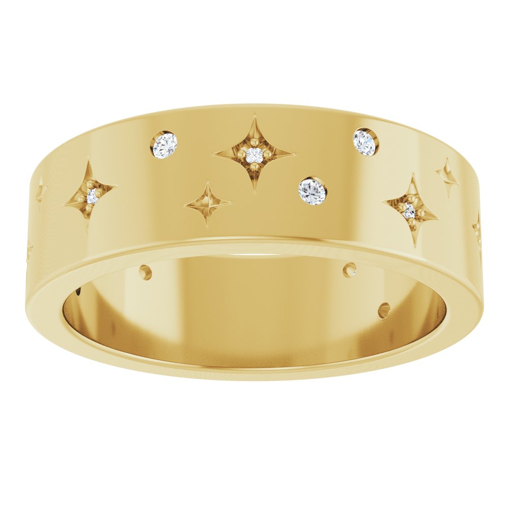 14K Yellow Gold 1/8 CTW Natural Diamond Star Band Size 7