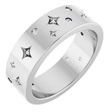14K White Gold 1/8 CTW Natural Diamond Star Band Size 7