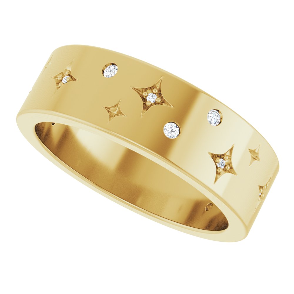 14K Yellow Gold 1/8 CTW Natural Diamond Star Band Size 7