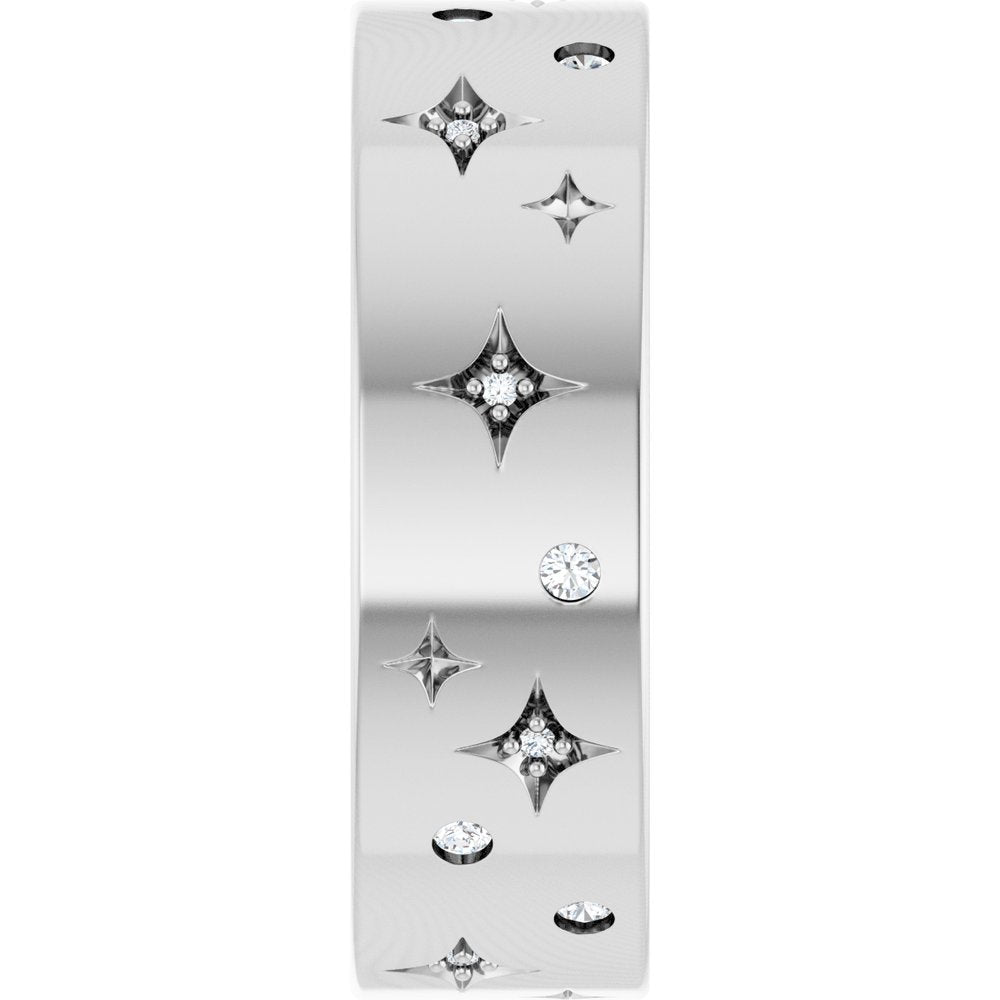 14K White Gold 1/8 CTW Natural Diamond Star Band Size 7