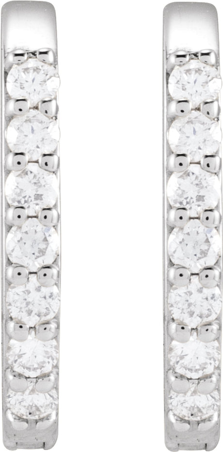14K White Gold 1/8 CTW Natural Diamond 12 mm Hoop Earrings
