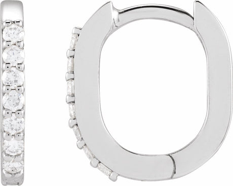 14K White Gold 1/8 CTW Natural Diamond 12 mm Hoop Earrings