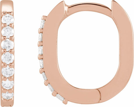 14K Rose Gold 1/6 CTW Natural Diamond 15 mm Hoop Earrings