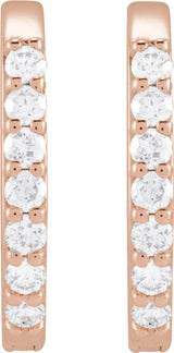 14K Rose Gold 1/8 CTW Natural Diamond 12 mm Hoop Earrings