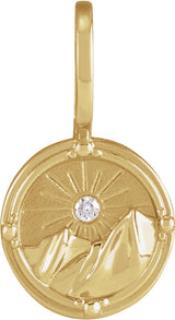 14K Yellow Gold .015 CT Natural Diamond Earth Element Charm/Pendant
