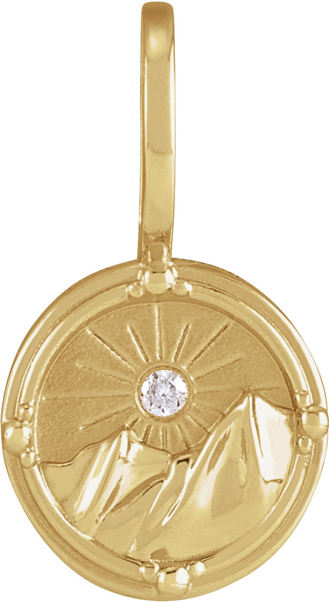 14K Yellow Gold .015 CT Natural Diamond Earth Element Charm/Pendant

