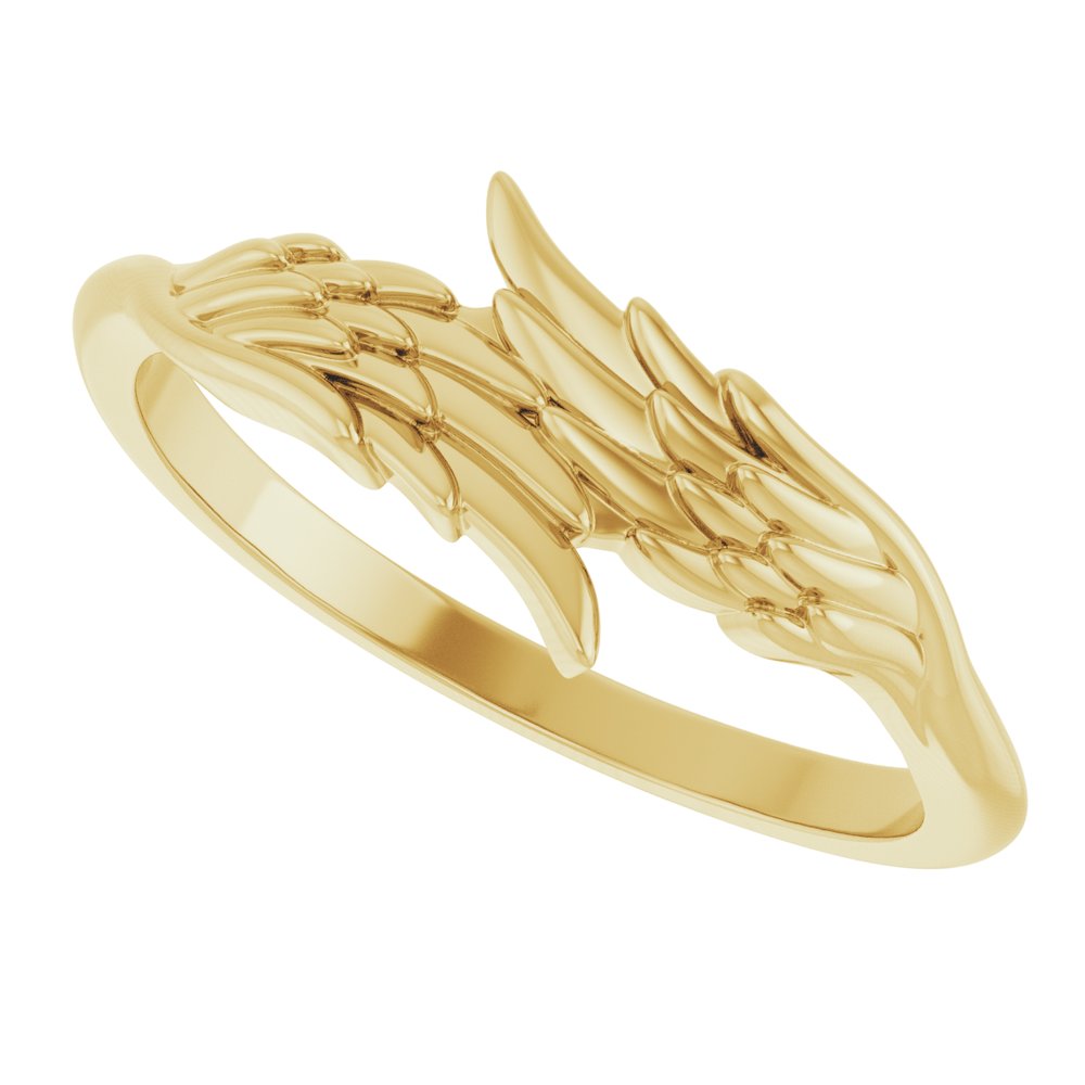 14K Yellow Gold Angel Wings Ring