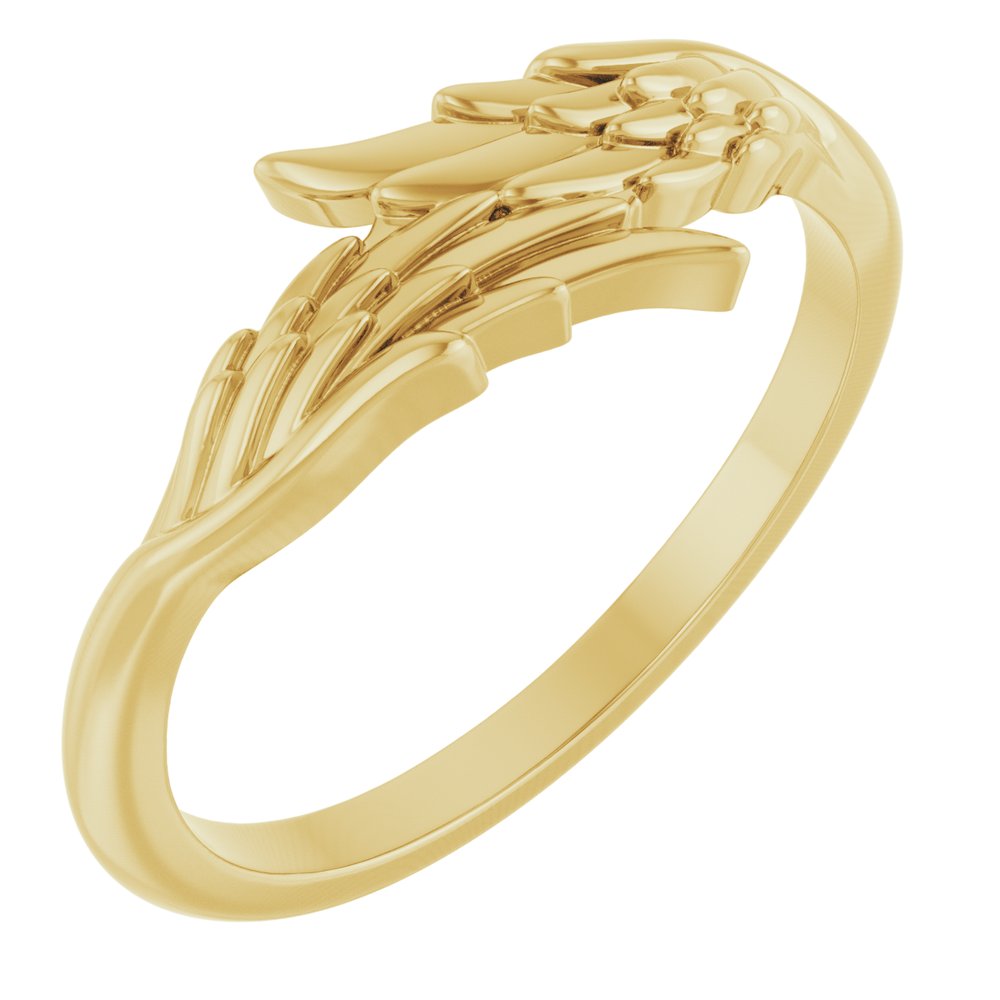 14K Yellow Gold Angel Wings Ring