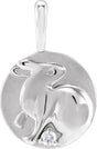 14K White .015 CT Natural Diamond Chinese Zodiac Rabbit Pendant