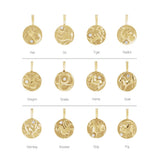 14K Yellow Gold .015 CT Natural Diamond Chinese Zodiac Dragon Pendant